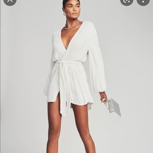 Retrofete Long Sleeve White Wrap Dress XS